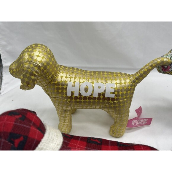 Victoria Secret Lot Of 4 Plush Dogs Gold Pink Love Hope 8” RARE Stuffed Animal - Picture 4 of 12